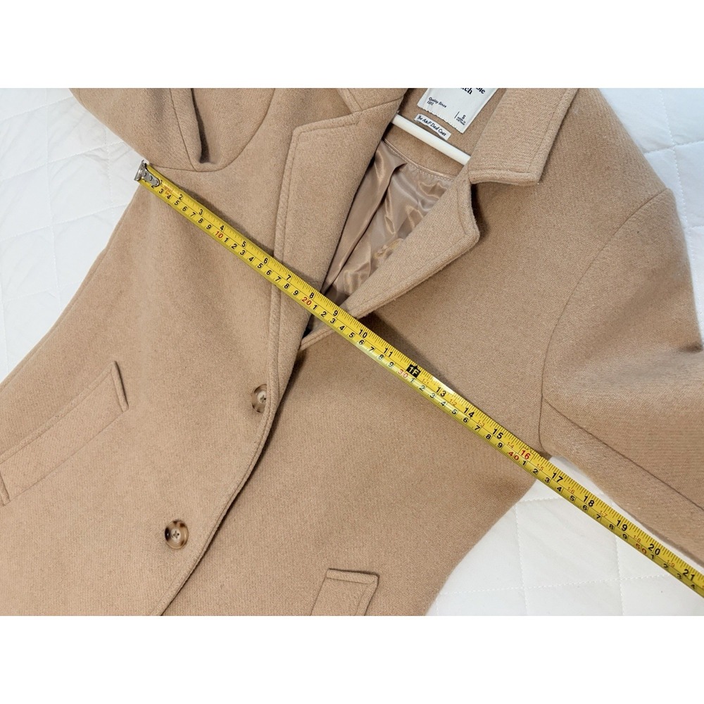 Abercrombie The A&F Dad Coat Camel Wool Blend Long Overcoat Quiet Luxury Size S - Picture 7 of 10